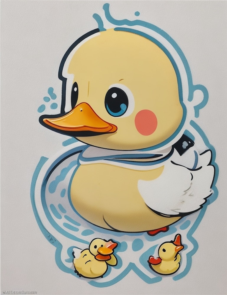 Dreamshaper V7 A Cute Duck Sticker Image Cartoon Doodle Style 0 Art ...