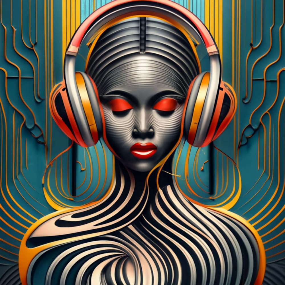 Woman With Headphones 66 Art Print by FOX & JAY - Fy