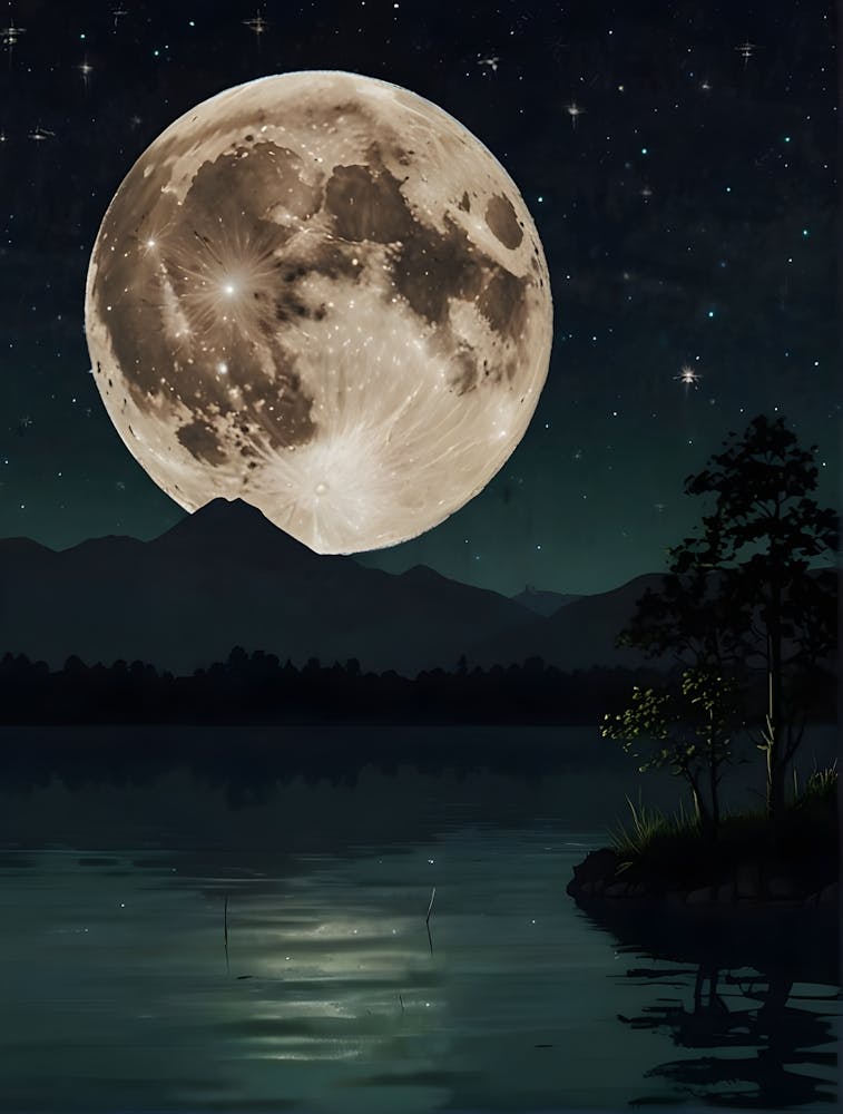 Stupell Industries Surreal Full Moon Tree Silhouette