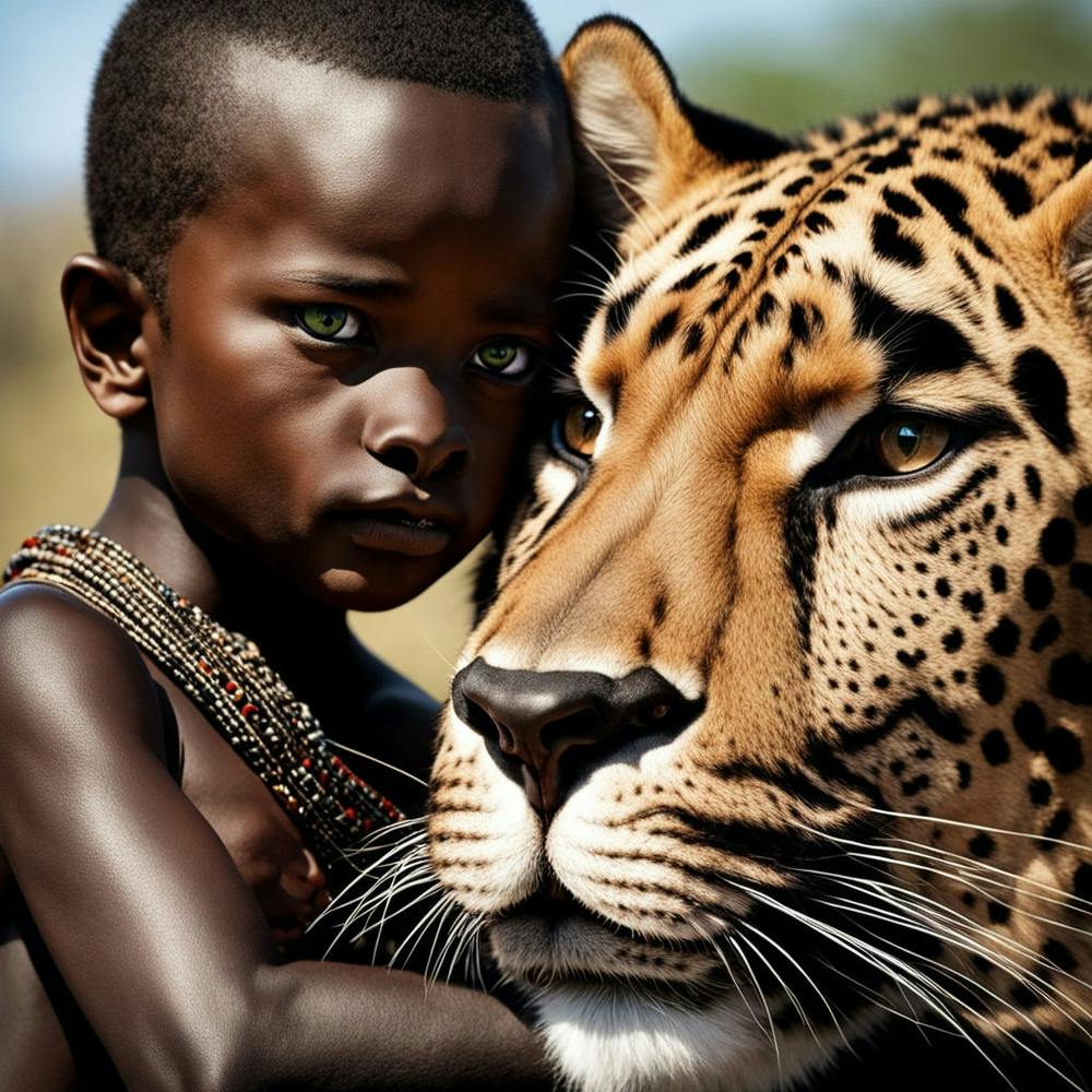 Child With A Leopard Art Print by sparticles2010@gmail.com - Fy