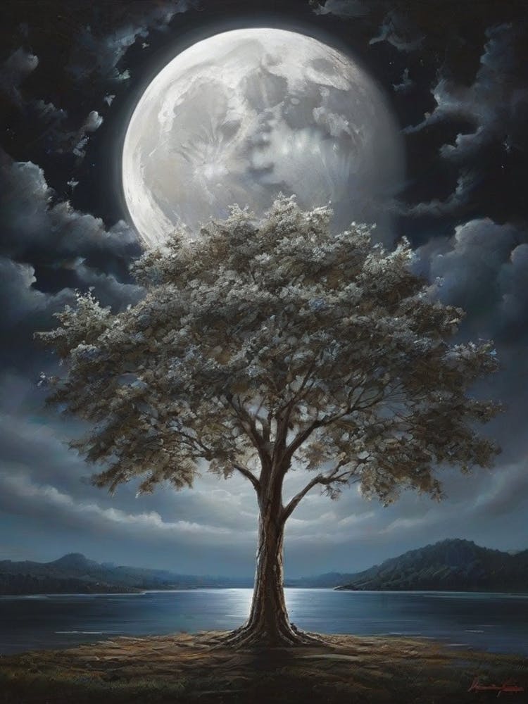 Full Moon Tree 2 Art Print by Art shop - Fy