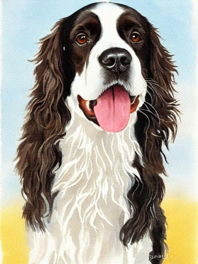 English Springer Spaniel Watercolour Dog Art Print by Pooch Prints Fy