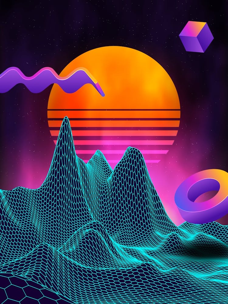 Neon retrowave sunrise #1 [synthwave/vaporwave/cyberpunk