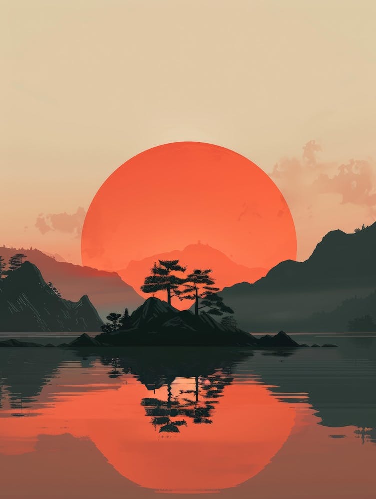 Sunset In Japan Art Print by Moving Clouds Art - Fy