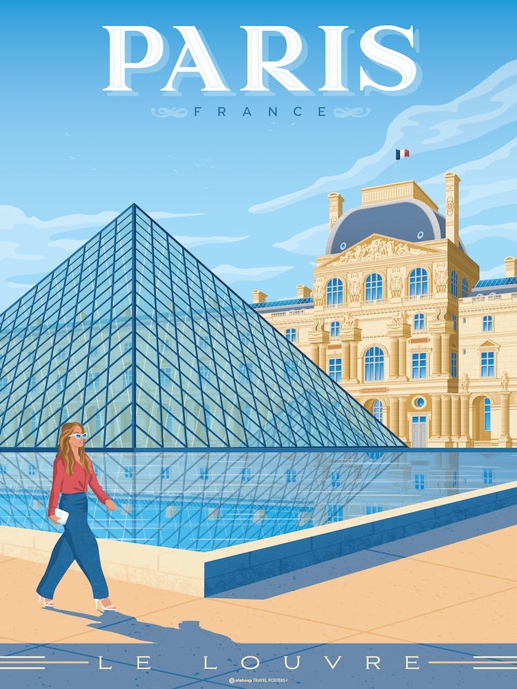 Paris France Le Louvre Museum Pyramids Art Print by Olahoop