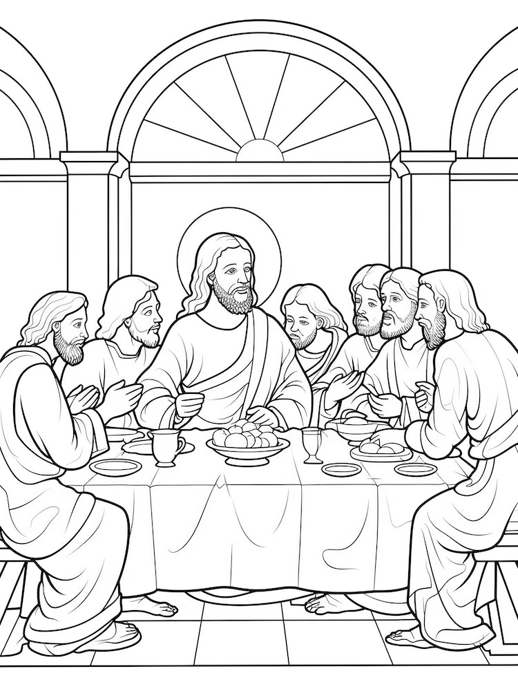 Line Art Inspired By The Last Supper 11 Art Print by Essence Lines - Fy