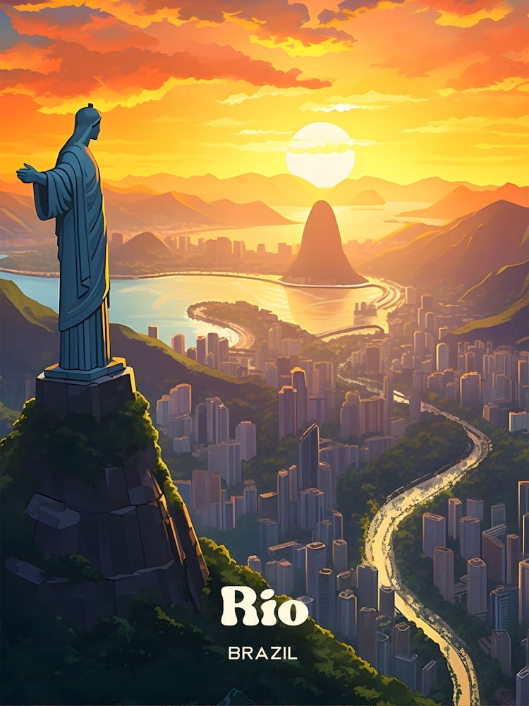Rio Brazil Christ The Redeemer Travel Art Art Print by