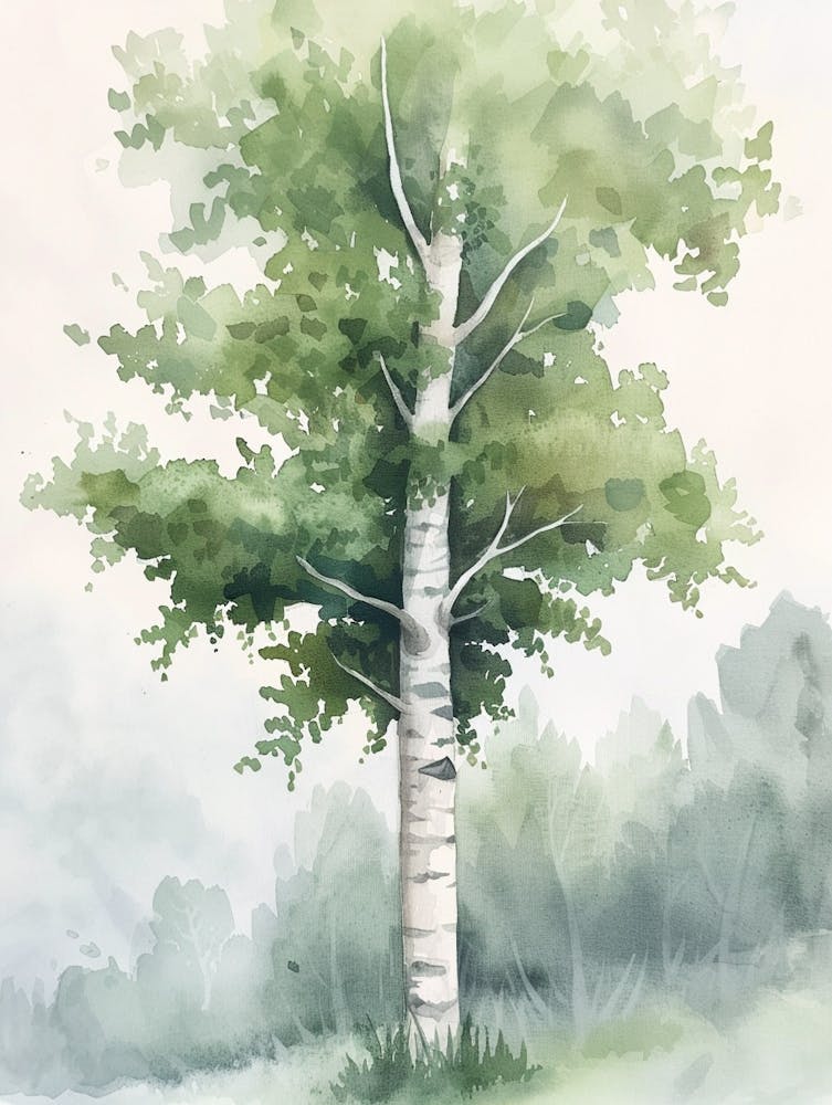 Store Birches tree original watercolor painting aspen wall art home décor, 11x14