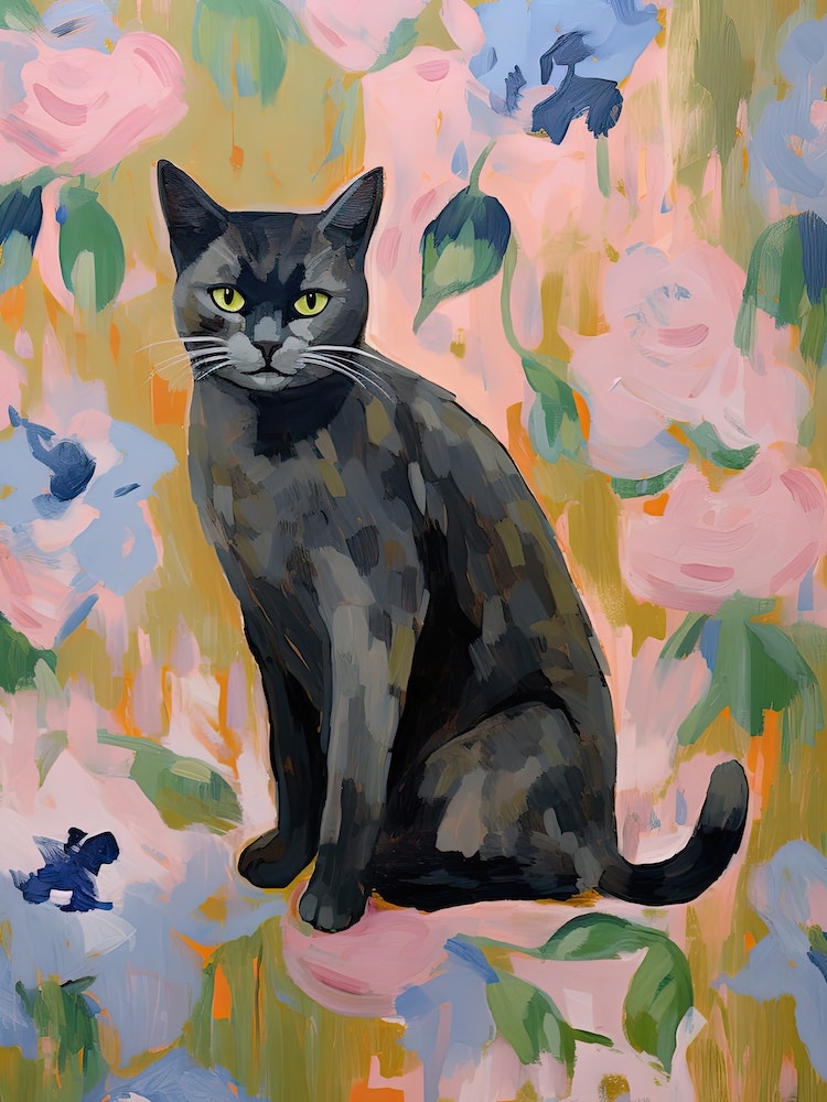 A Chartreux Cat Painting, Impressionist Painting 3 Art Print by ...