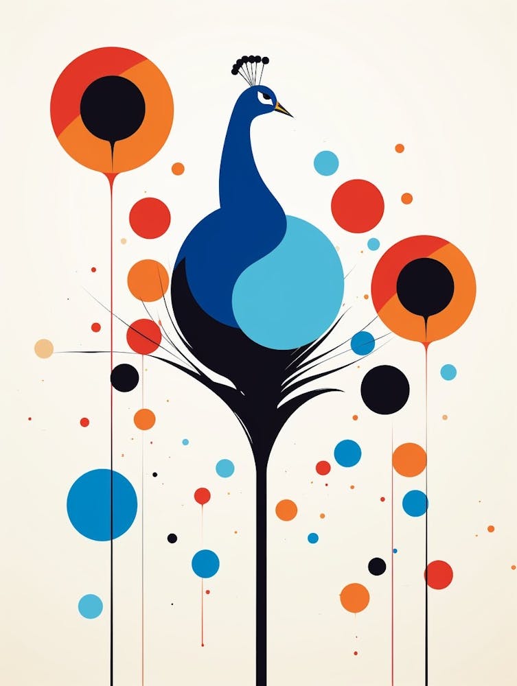 The Fibonacci Peacock - Geometric Art Watercolour Giclee print / etch paper / store handrawn / interior / abstract / minimalism / contemporary