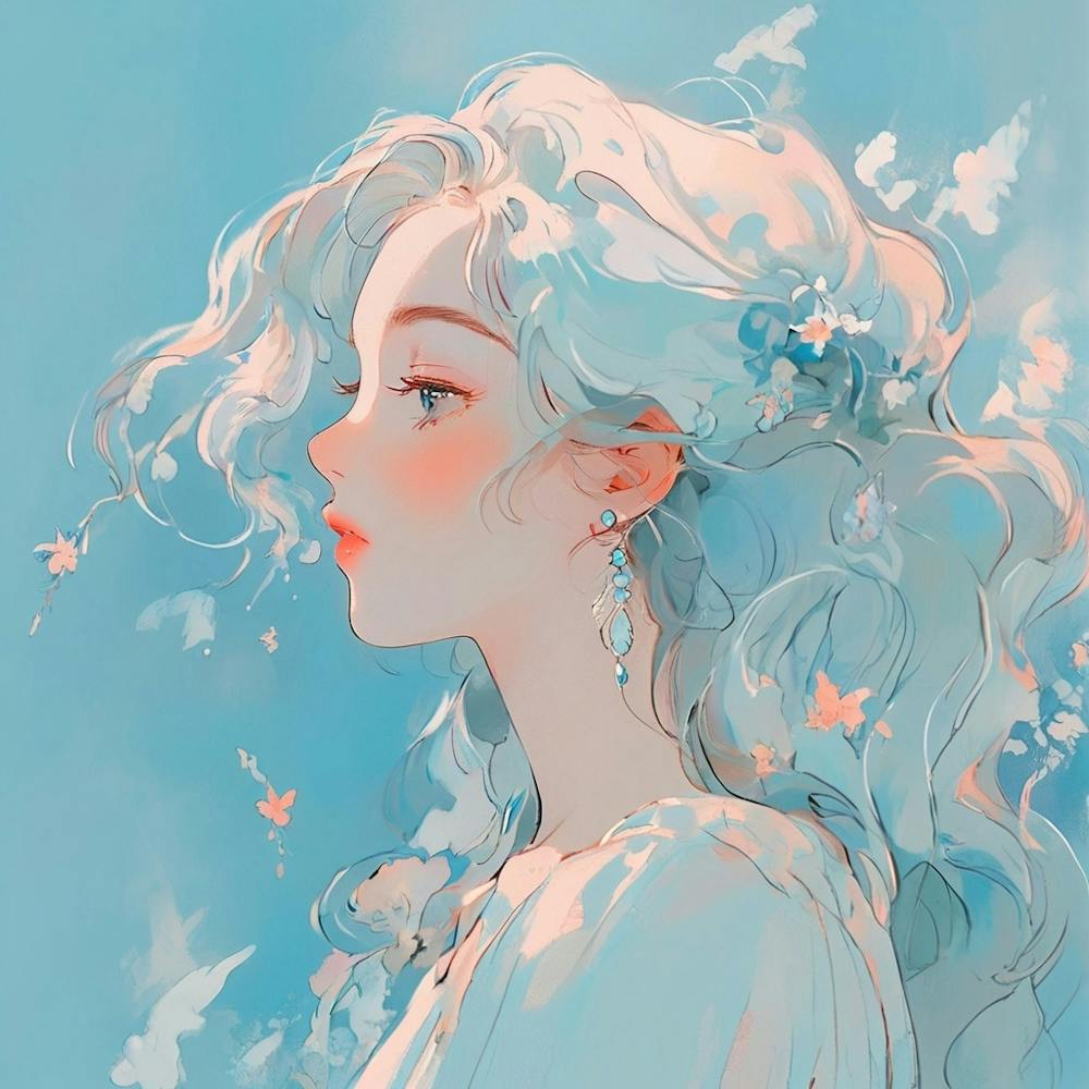 Anime Girl With Blue Hair Art Print by Gass6 - Fy