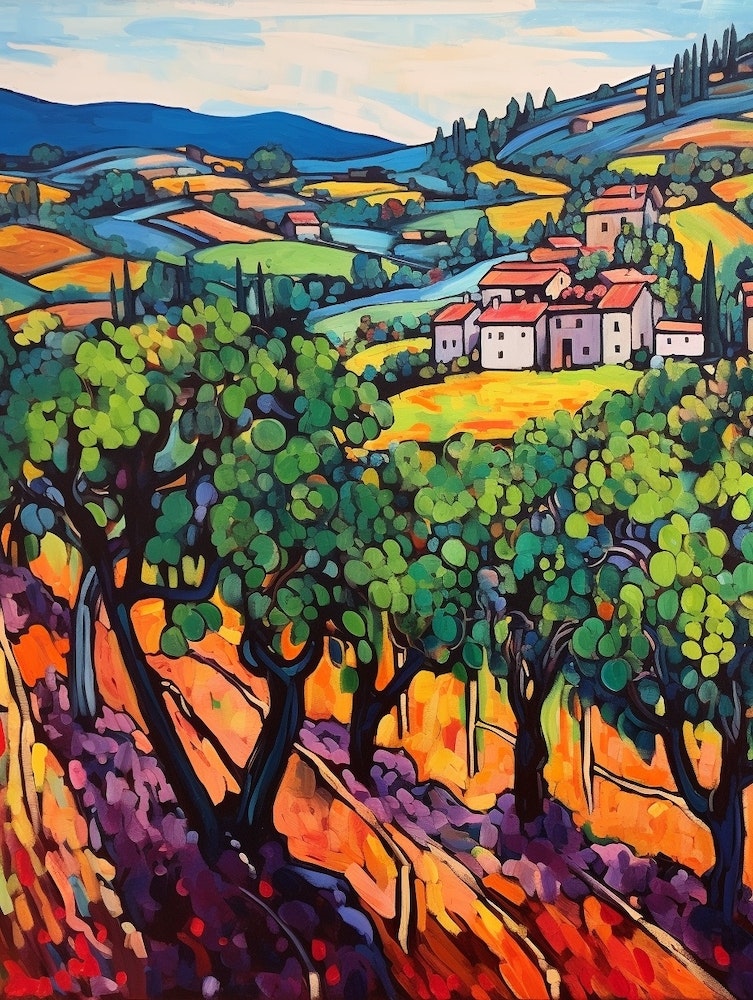 Montepulciano Italy 2 Fauvist Painting Art Print by MedArt - Fy