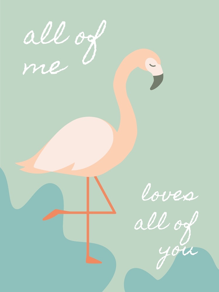 Flamingo Love Art Print Fast Shipping Fy