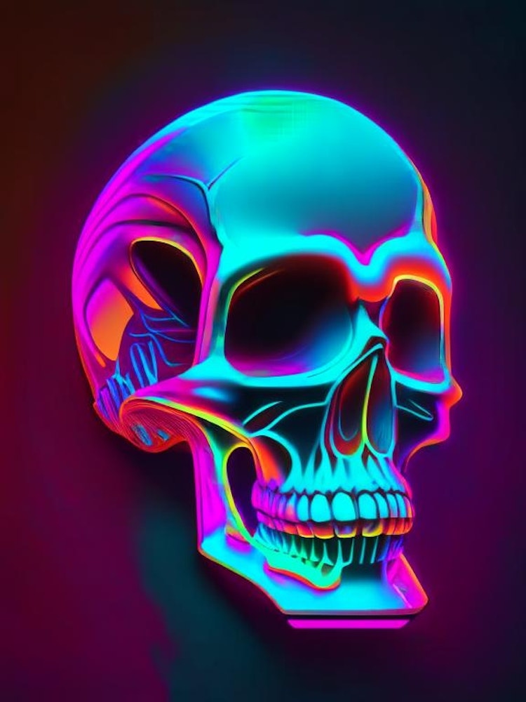 Popart Neon Coloured Skulls Print – InkAndDrop