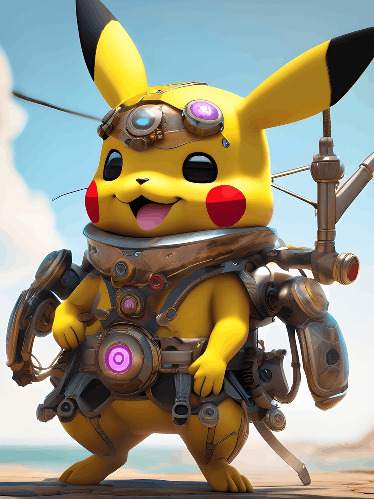 Futuristic Cyborg Pikachu Fan Art Poster Art Print By The Art Of Pat Fy