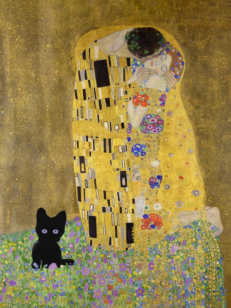 Lady With Fan and Cat, Vintage Gustav Klimt Art Print, All Purpose Des –  Arty Cats