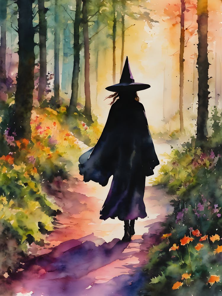 A Witch In Rainbow Woods - Witchy Pagan Goddess Artwork Fairytale