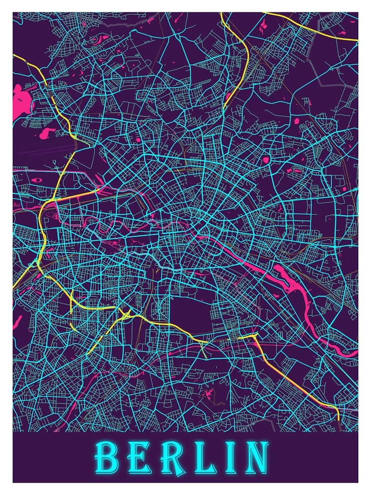 Berlin Map Poster 1 Art Print by DoubleT - Fy