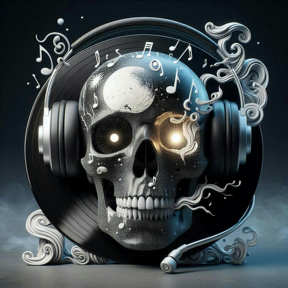 Skull With Headphones 7 Art Print by KOCHO SHINOBU - Fy