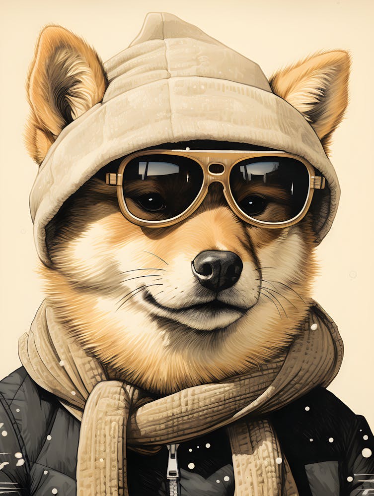 Shiba Inu Dog Wearing Glasses Art Print by QJO.James Fy