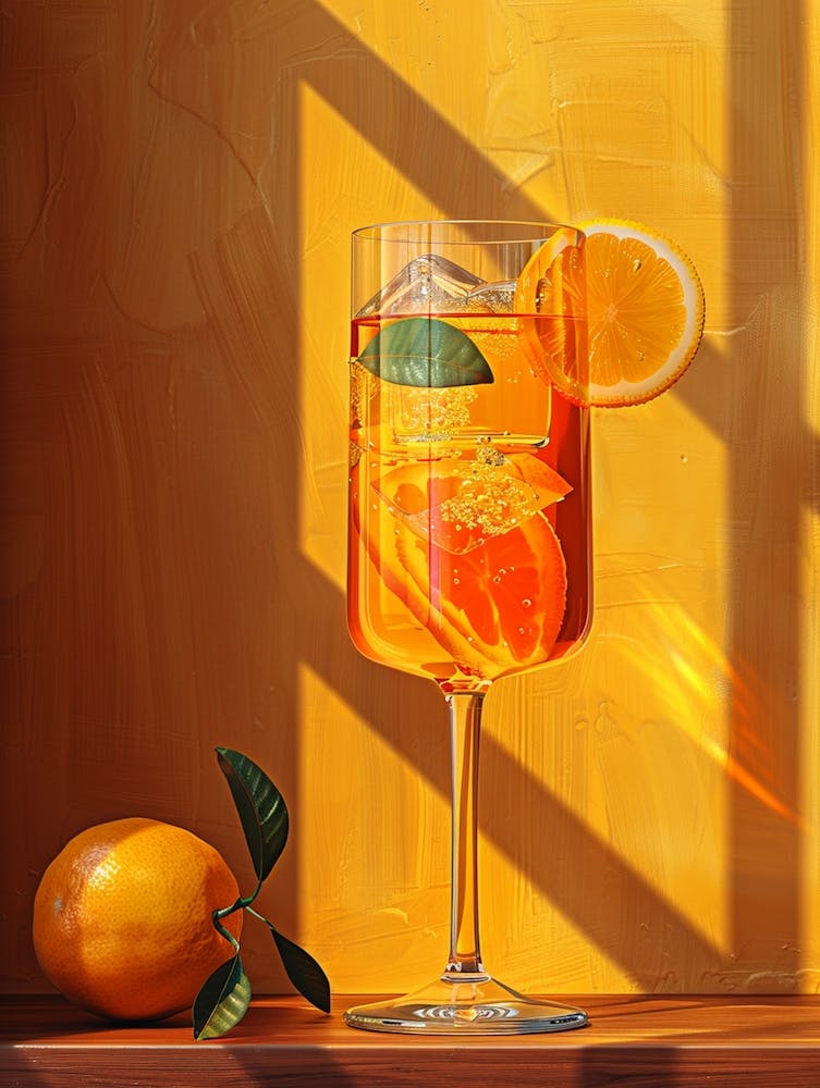 『cocktail soda』アクリル画 acryl paint art_02 Aperol Spritz Orange 120 Art Print by Rizwana Khan - Fy