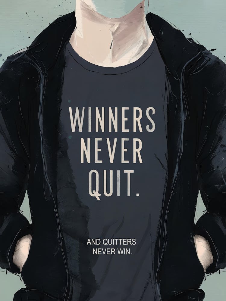 Winners Never Quit And Quitters Never Win deals Framed Wall Art Canvas