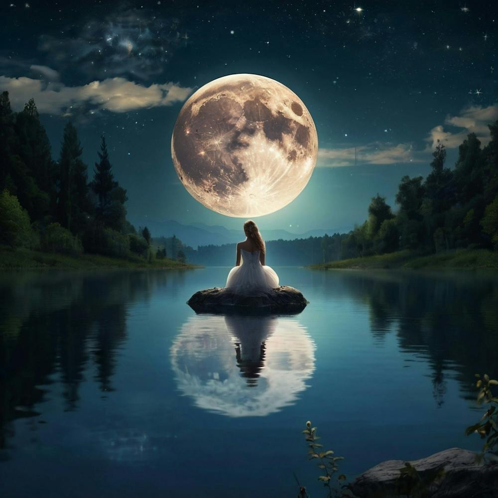Full Moon Over Waterfall Art Print by AnikArts - Fy