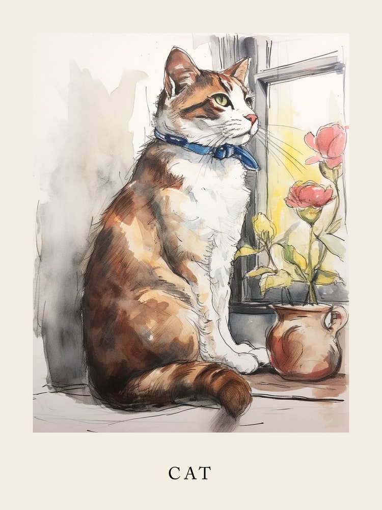 Beatrix Potter Inspired Animal Watercolour Cat 1 Art Print by Scribble  Studio - Fy
