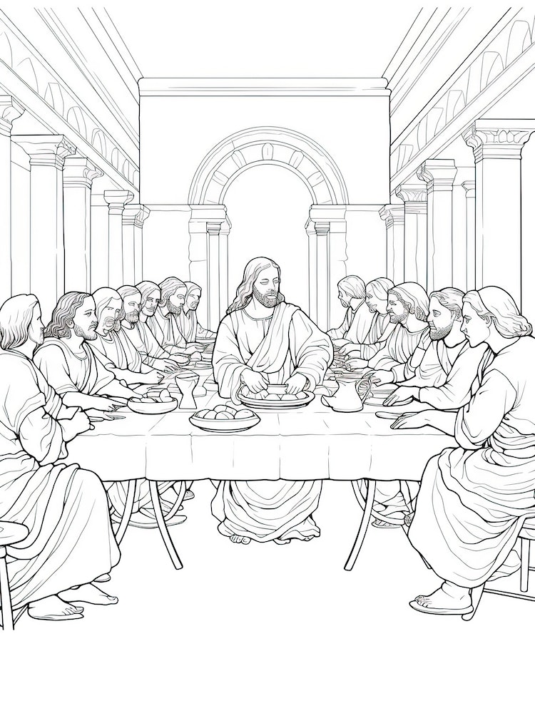 Line Art Inspired By The Last Supper 9 Art Print by Essence Lines - Fy