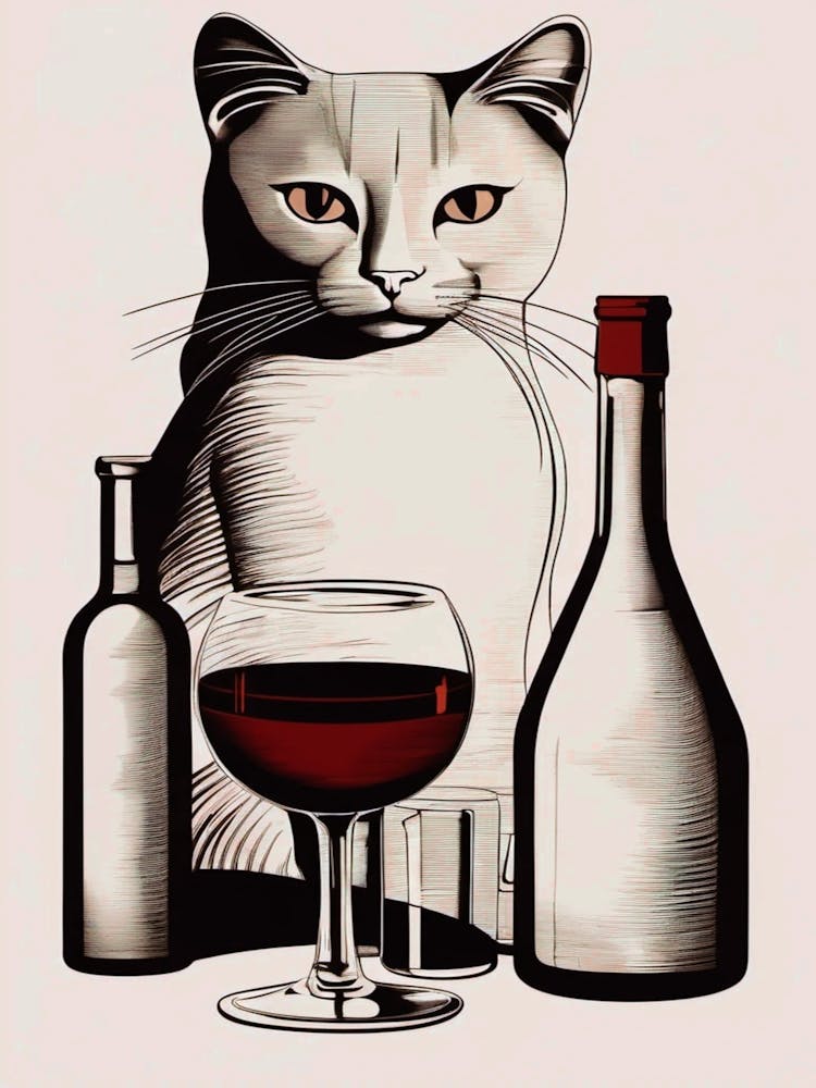 FREE CUSTOMIZATION Cat Winery Company Graphic Art Illustration outlet print SIGNED