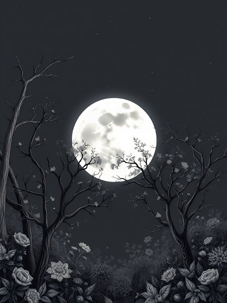 Full Moon In The Forest 8 Art Print by AnikArts - Fy