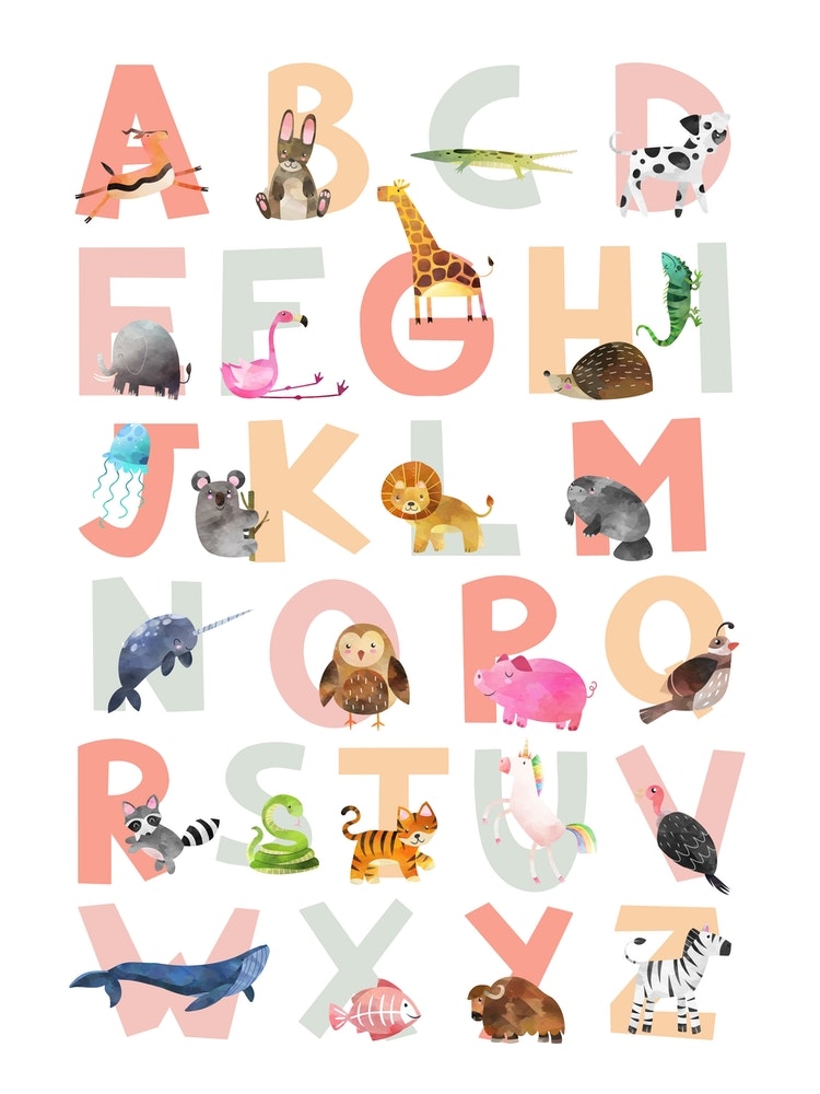 Nursery Animal Alphabet Art Print by Little Doodle Fy