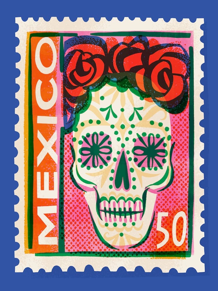 Mexico Postage Stamp Art Print by Asta Barrington Fy