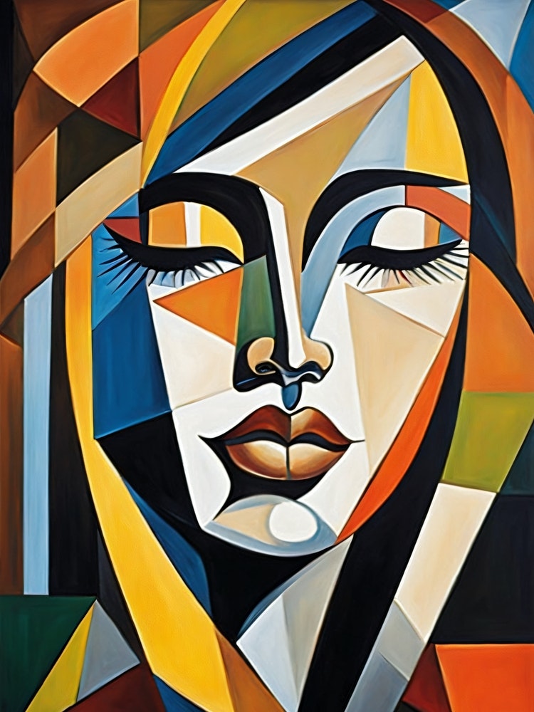 Woman Portrait Cubism Pablo Picasso Style (7) Art Print by 1xMerch - Fy