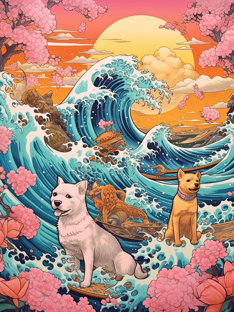 Dog store wave painting