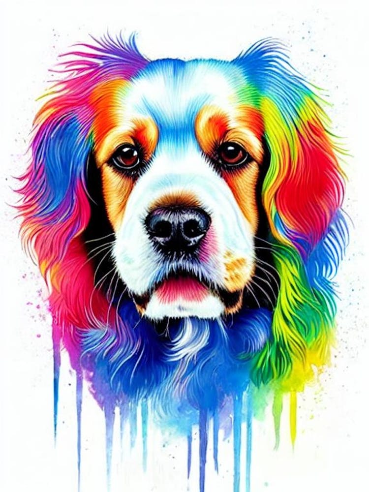 Rainbow hot sale dog painting