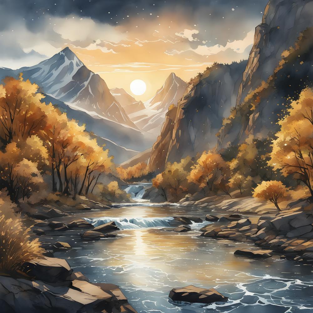 絵画 Mountain at sunset Mountain at sunset