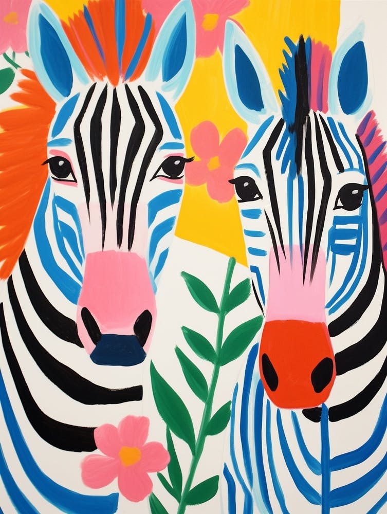 絵画【LOVE ZEBRA】 Zebra Love Oil Painting – ClockCanvas