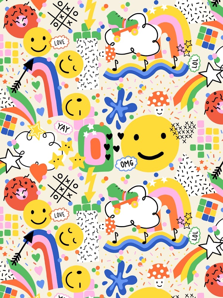 Retro 90s Pop Art Illustration Zine Doodle Collage Kids Art
