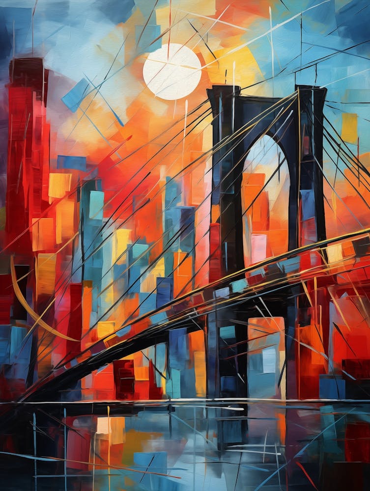 Brooklyn Bridge New York City IV, Vibrant Modern Abstract