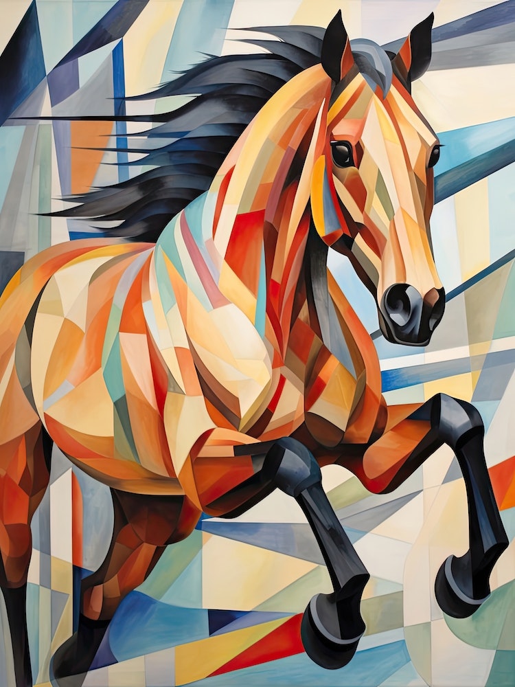 A Horse Painting In The Style Of Cubist Techniques 3 Art Print by ...