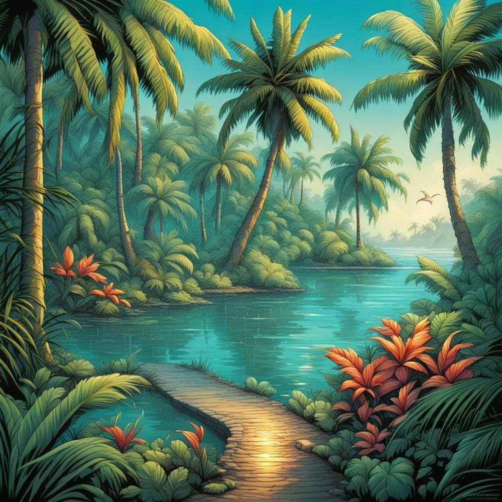 Tropical Paradise 1 Art Print by Artistcom - Fy