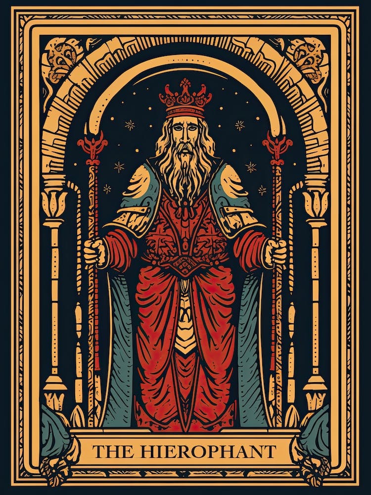 No. 05, 2024 The Hierophant: Limited Edition, Hand-Signed Tarot Card Original Print