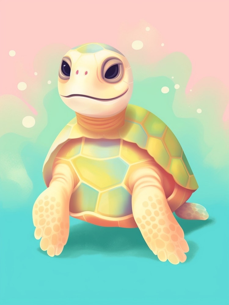 Kawaii Sea Turtle, digital illustration by me : r/AdorableArt