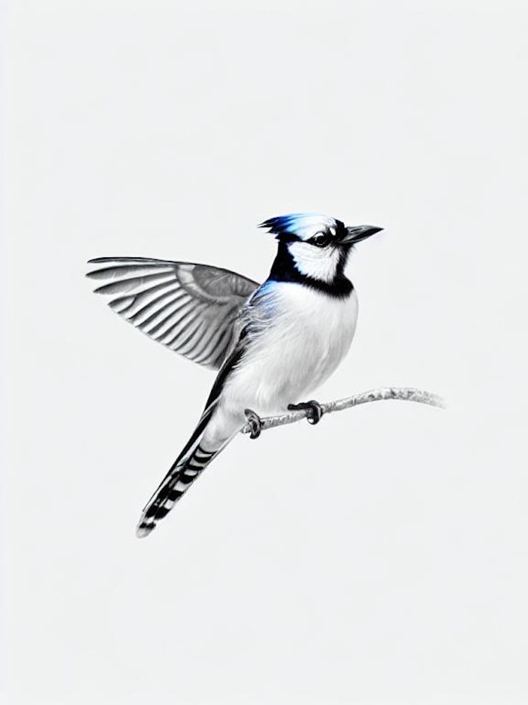 Black and White Blue Jay Art Board Print for Sale by Pencil-Art