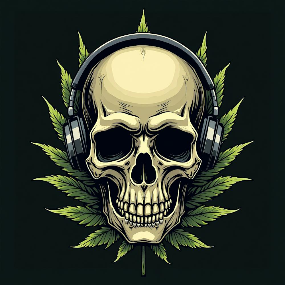 Skull With Headphones Art Print by Dynomodz - Fy
