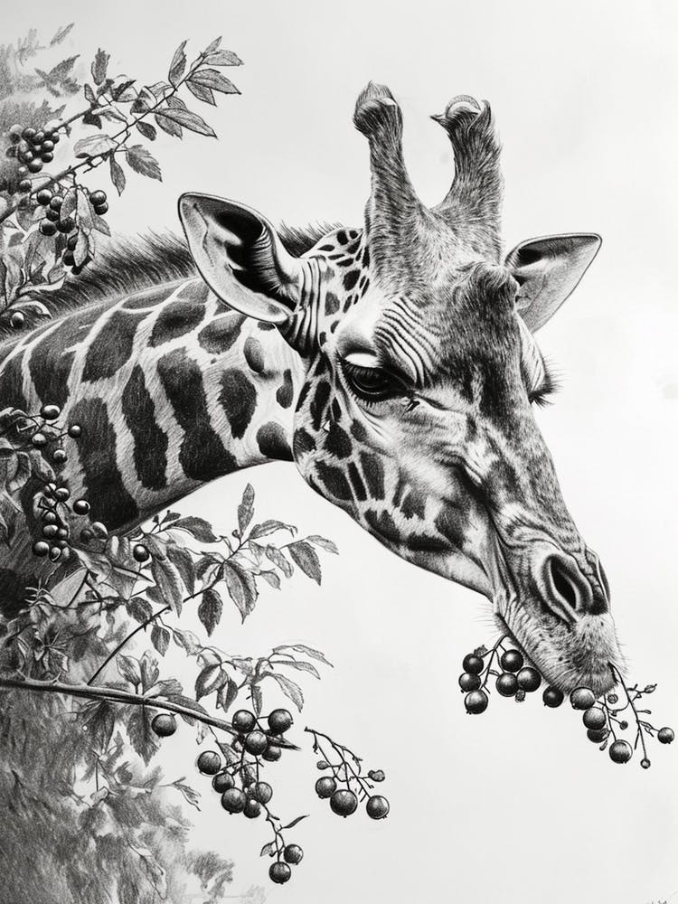 Pencil drawn Giraffe High Quality Black and White Design