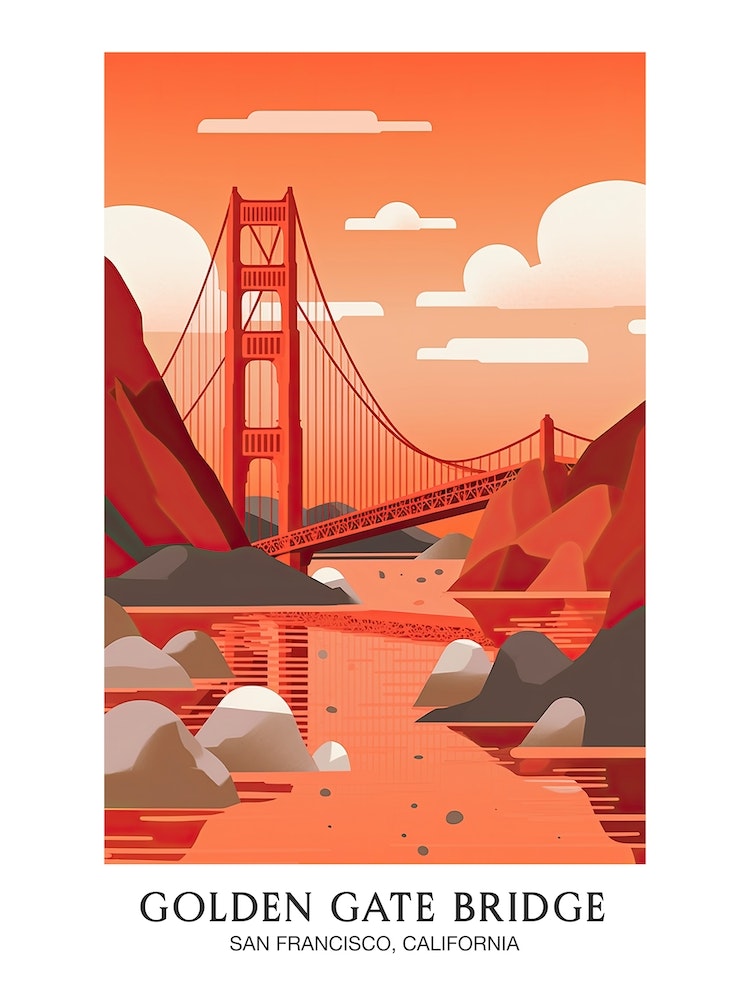 Golden Gate Bridge San Francisco Colourful 4 Travel Poster Art Print by  Travel Poster Collection - Fy