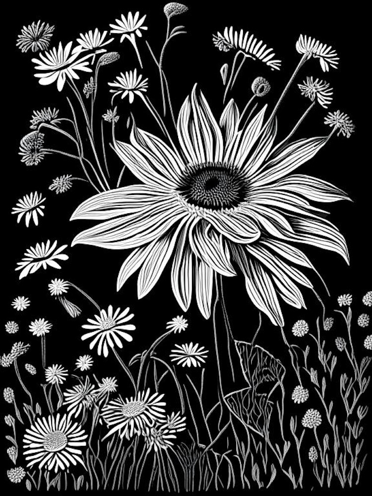 Daisy, linocut fine art print