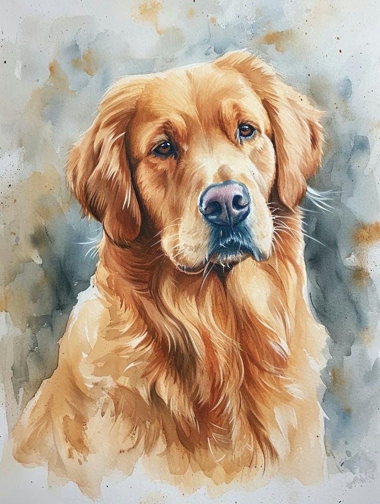 Golden Retriever Watercolor Painting 3 Art Print by Woof and